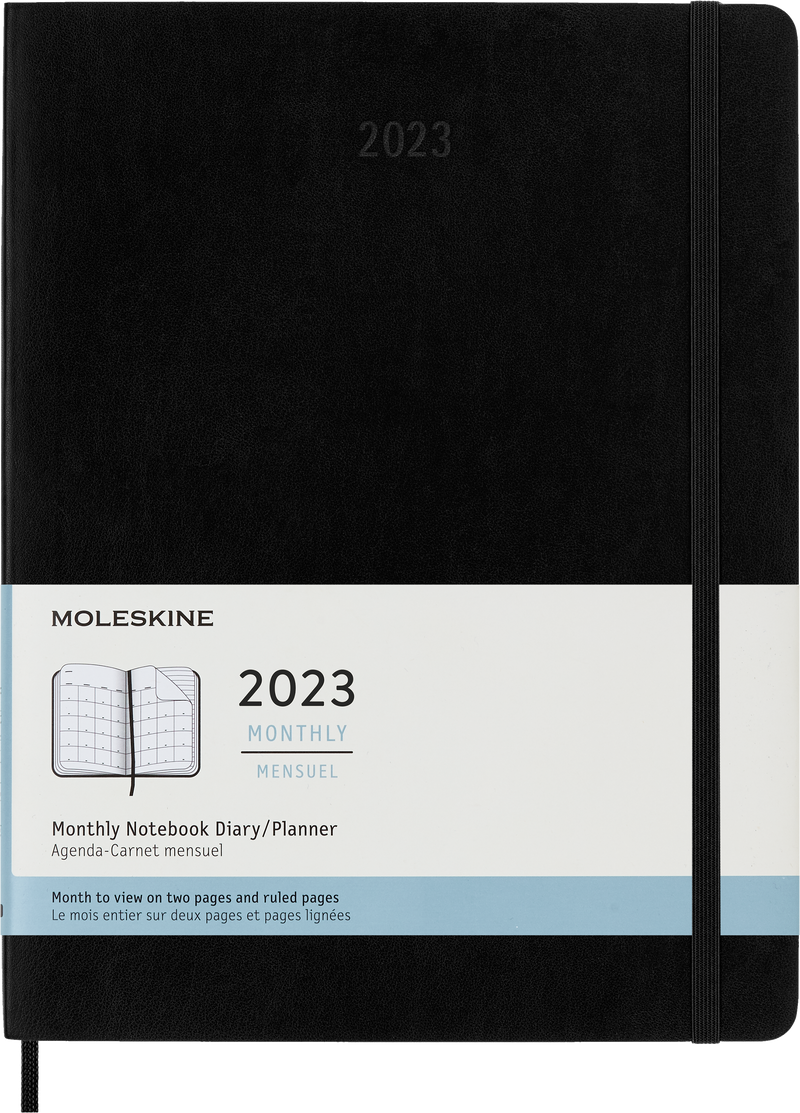 Moleskine 2023 Monthly Planner, 12M, Extra Large, Black, Hard Cover (7.5 x 10)