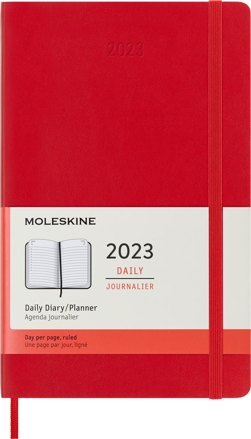 Moleskine 2023 Daily Planner, 12M, Large, Scarlet Red, Soft Cover (5 x 8.25)