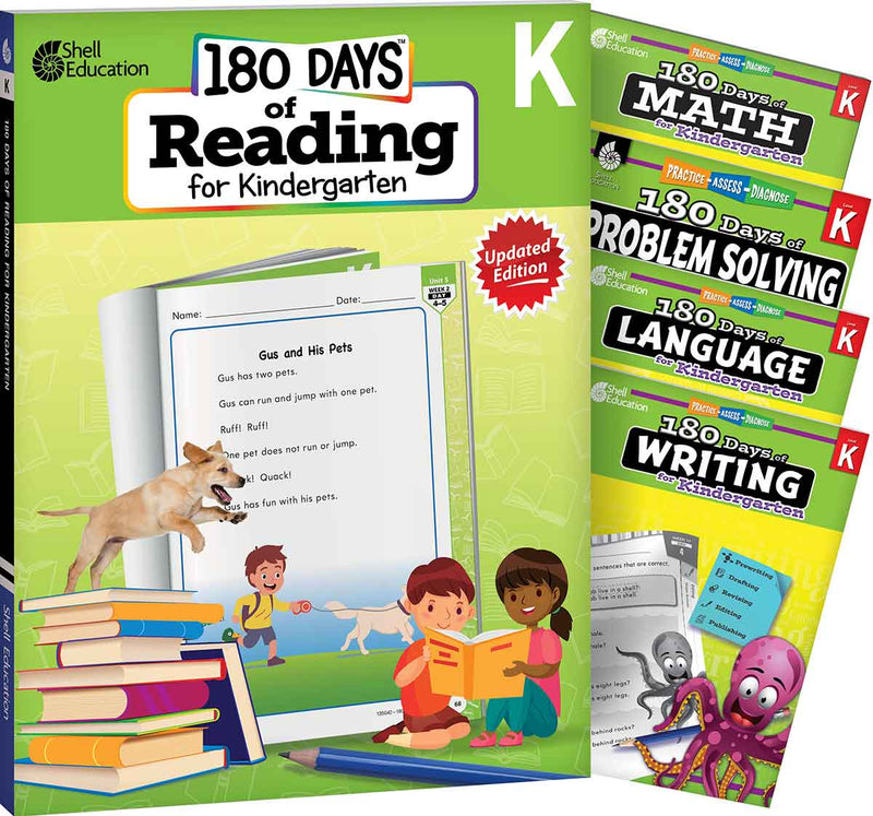 180 Days: Reading, Math, Language, Writing, & Problem Solving for Kindergarten: 5-Book Set: Practice, Assess, Diagnose