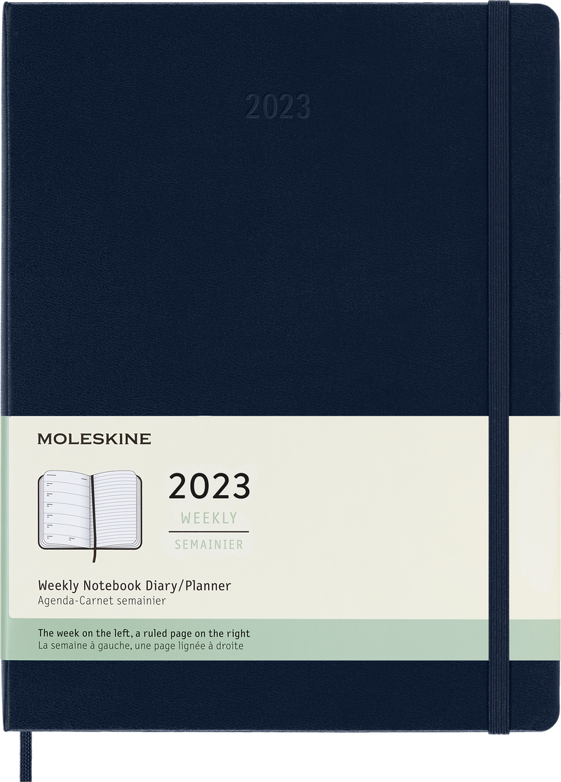 Moleskine 2023 Weekly Notebook Planner, 12M, Extra Large, Sapphire Blue, Hard Cover (7.5 x 10)
