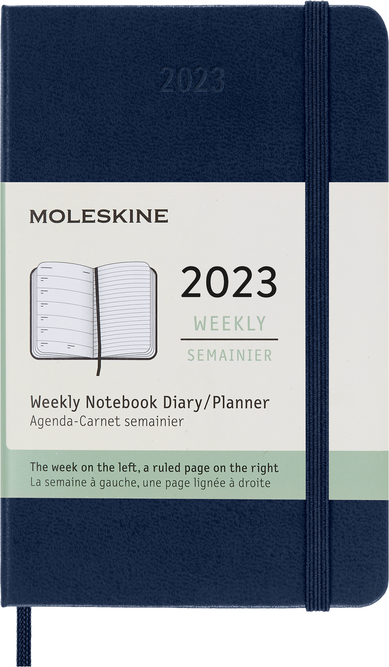 Moleskine 2023 Weekly Notebook Planner, 12M, Pocket, Sapphire Blue, Hard Cover (3.5 x 5.5)