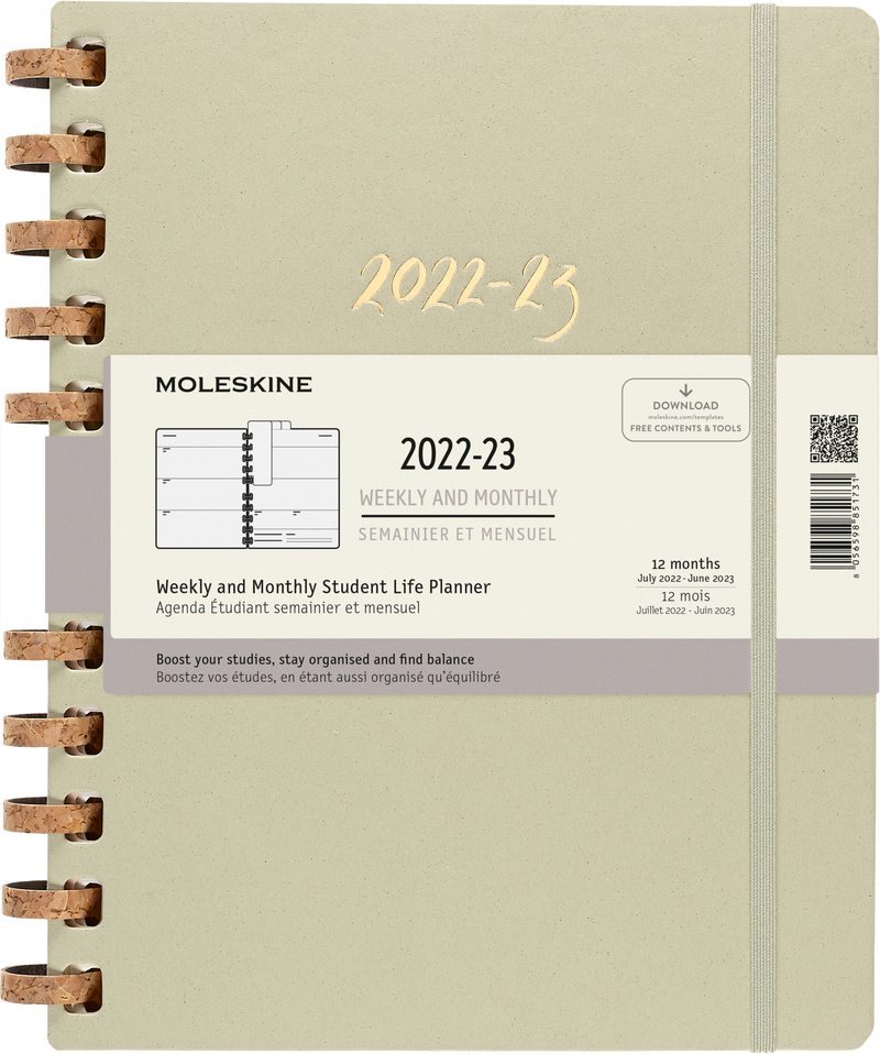 Moleskine 2022-2023 Spiral Academic Planner, 12M, Extra Extra Large, Crush Kiwi, Hard Cover (8.5 x 11)