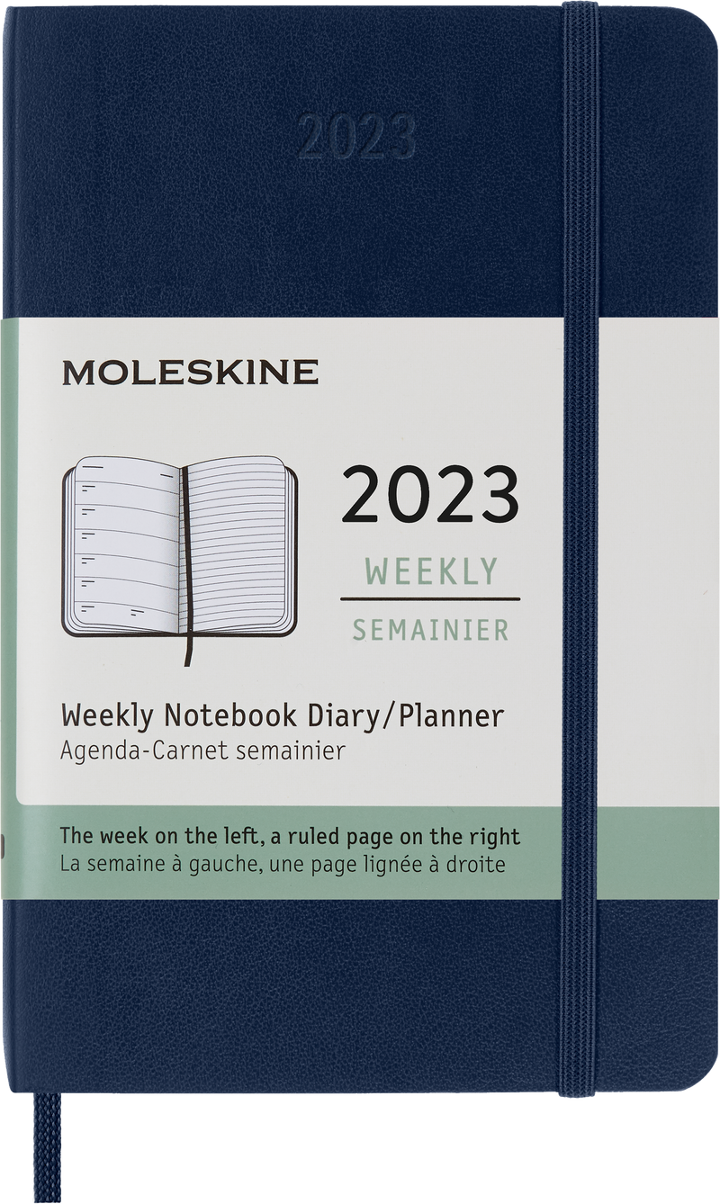 Moleskine 2023 Weekly Notebook Planner, 12M, Pocket, Sapphire Blue, Soft Cover (3.5 x 5.5)