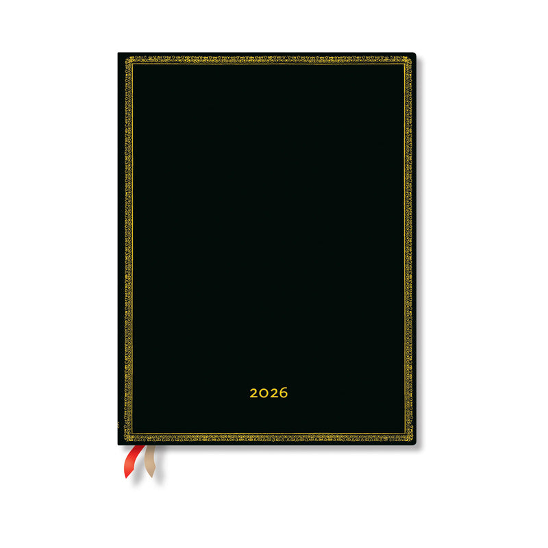 Paperblanks | 2026 Black Edition | Old Leather Collection | 12-Month Planner Flexis | Ultra | Day-at-a-Time | Elastic Band | 432 Pg | 80 GSM