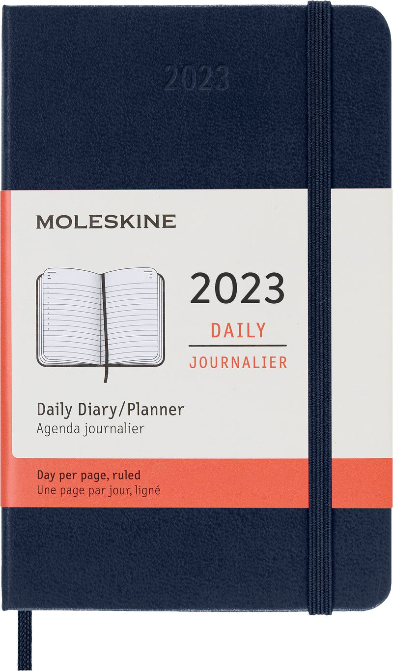 Moleskine 2023 Daily Planner, 12M, Pocket, Sapphire Blue, Hard Cover (3.5 x 5.5)
