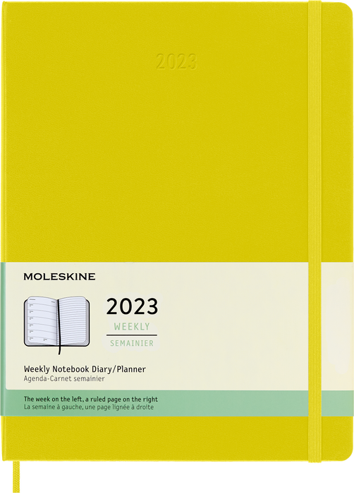 Moleskine 2023 Weekly Notebook Planner, 12M, Extra Large, Hay Yellow, Hard Cover (7.5 x 10)