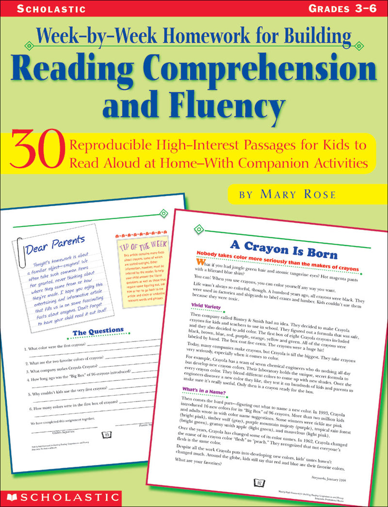 Week-by-Week Homework for Building Reading Comprehension and Fluency: Grades 3–6