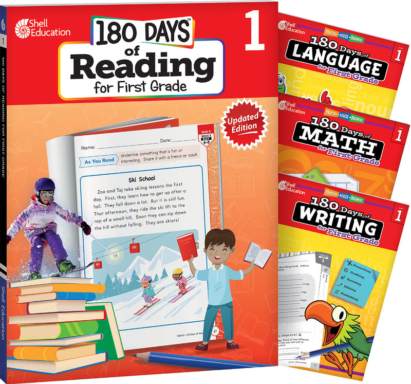180 Days: Reading, Math, Writing, & Language for Grade 1: 4-Book Set: Practice, Assess, Diagnose