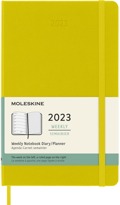 Moleskine 2023 Weekly Notebook Planner, 12M, Large, Hay Yellow, Hard Cover (5 x 8.25)