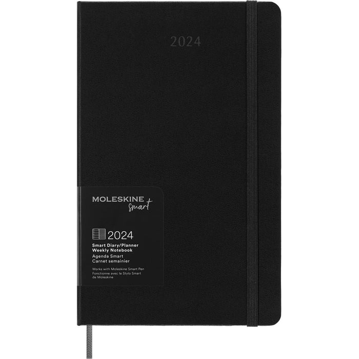 Moleskine 2024 Smart Weekly Planner, 12M, Large, Black, Hard Cover (5 x 8.25)