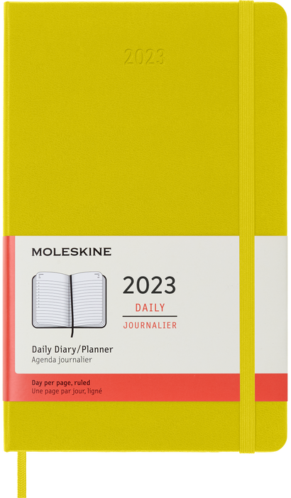 Moleskine 2023 Daily Planner, 12M, Large, Hay Yellow, Hard Cover (5 x 8.25)