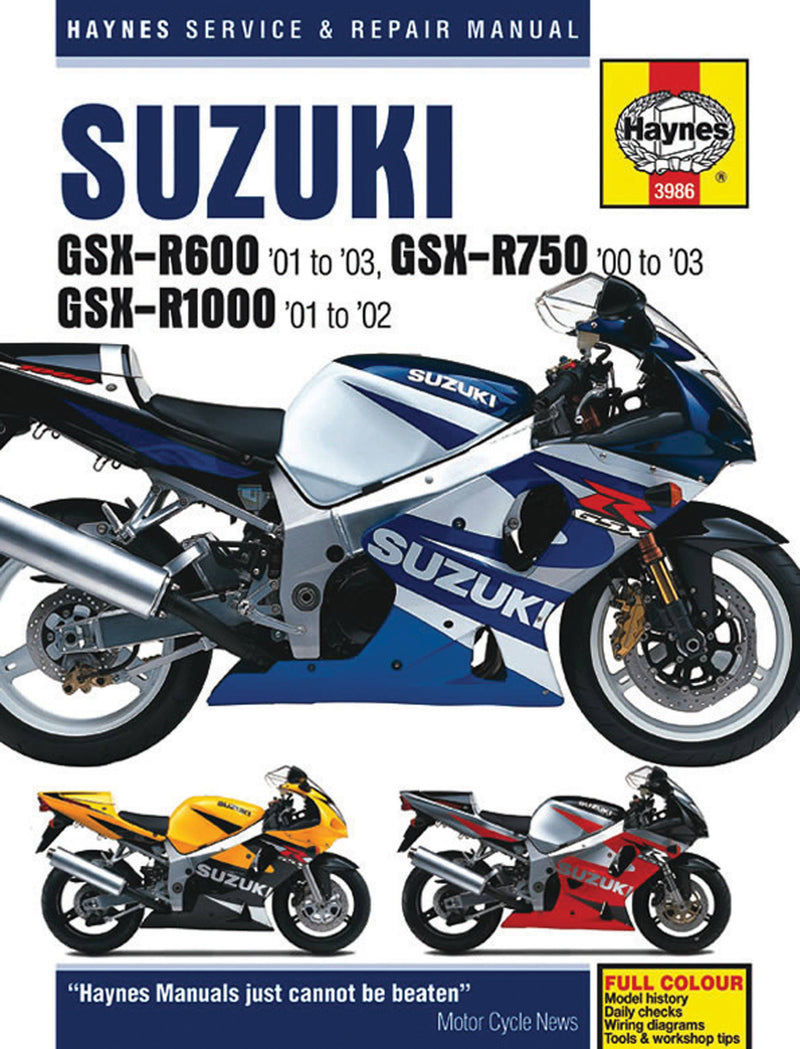 Suzuki GSX-R600 '01 to '03, GSX-R750 '00 to '03 & GSX-R1000 '01 to '02