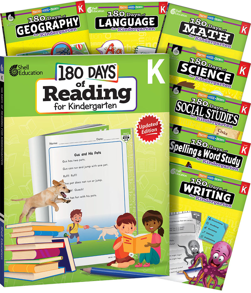 180 Days Bundle Grade K: 8-Book Set: Practice, Assess, Diagnose