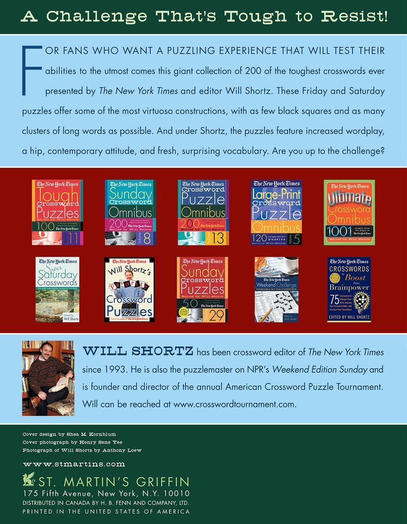 The New York Times Tough Crossword Puzzle Omnibus Volume 1