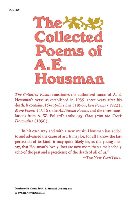 The Collected Poems of A. E. Housman