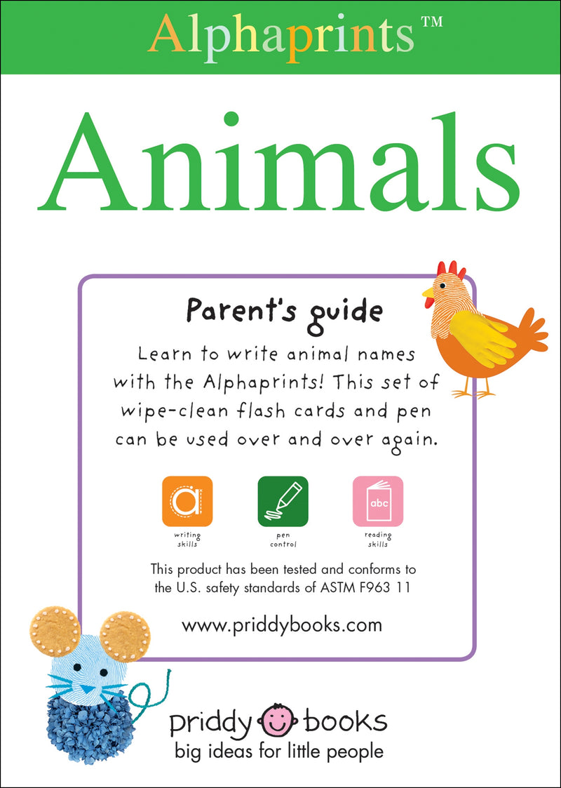 Alphaprints: Wipe Clean Flash Cards Animals