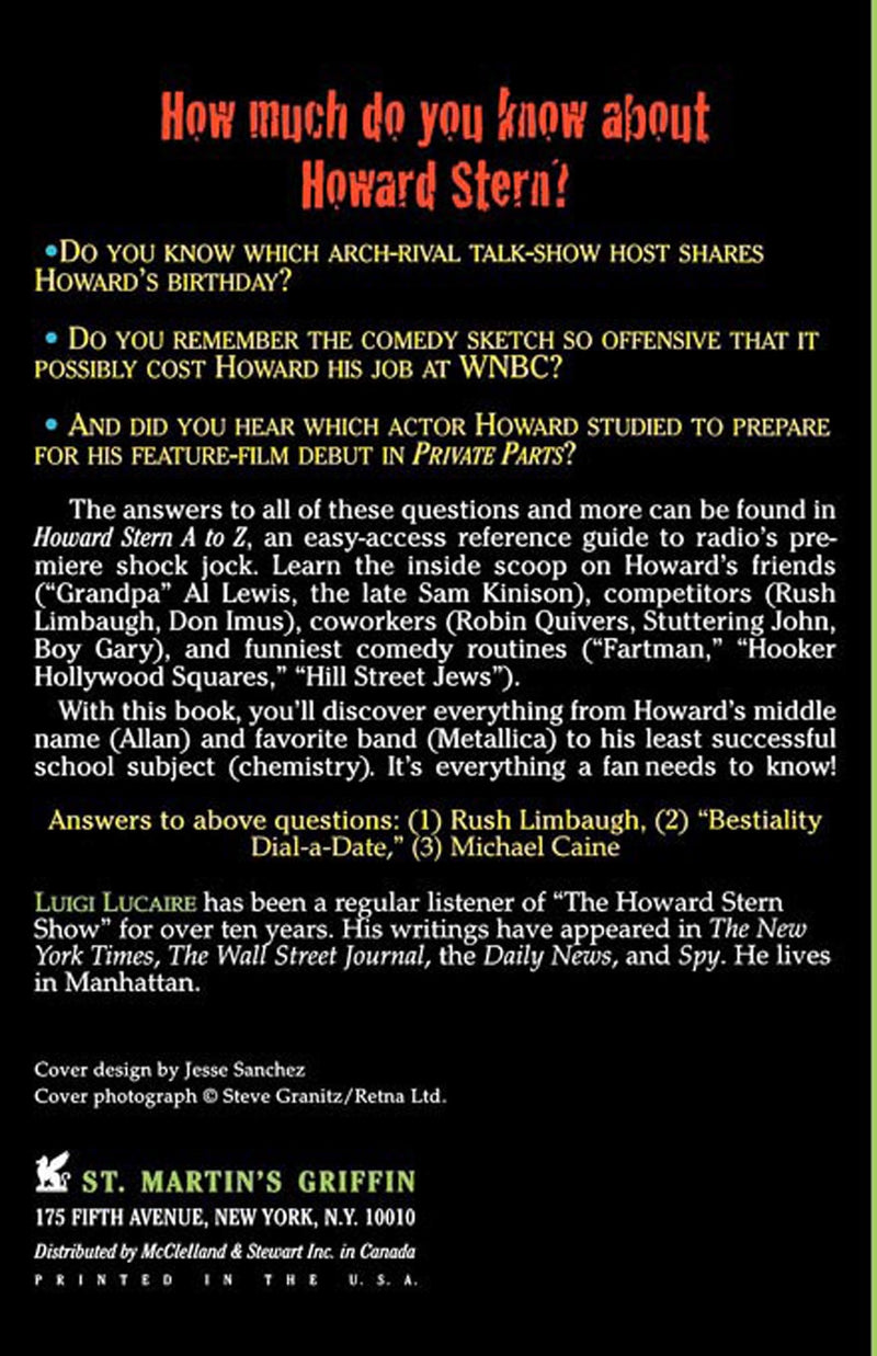 Howard Stern A To Z