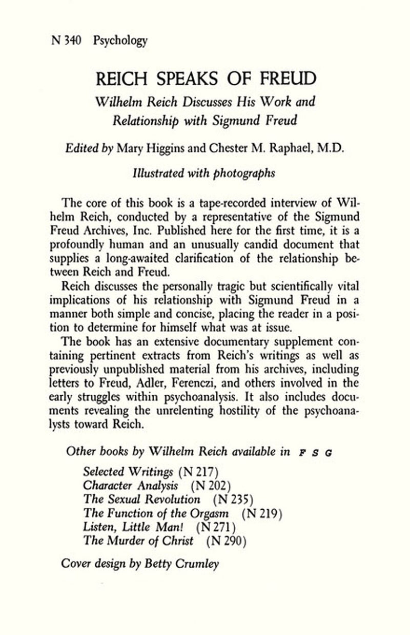 Reich Speaks of Freud