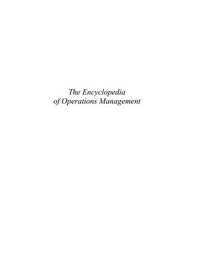 The Encyclopedia Of Operations Management