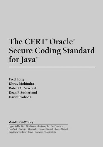 Cert Oracle Secure Coding Standard For Java The