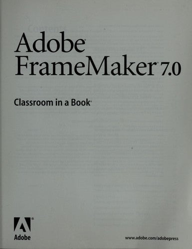 Adobe Framemaker 9 Classroom In A Book
