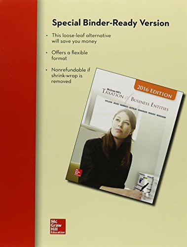 Loose Leaf For Mcgraw Hills Taxation Of Business Entities 2016 Edition With Connect & Taxact 7e