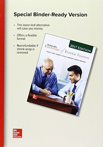 Gen Combo Ll Mcgraw Hill Essentials Federal Taxation 2017; Connect Ac; Taxact Cd 8e