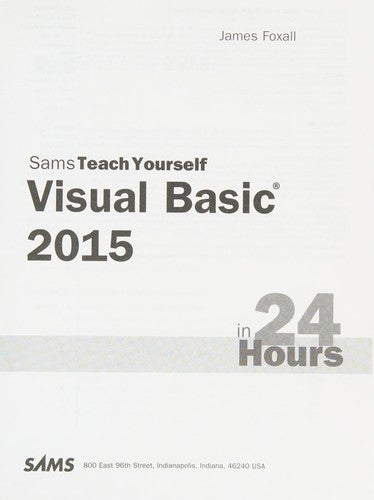Visual Basic 2015 In 24 Hours Sams Teach Yourself